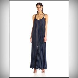 BCBG Max Azria Navy Pleated Maxi Dress Size XS